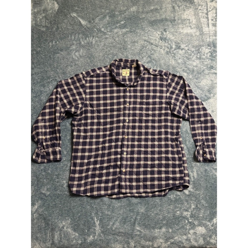 RedHead Mens Casual Button-Down Flannel 2XL Blue Plaid Cotton Outdoor
